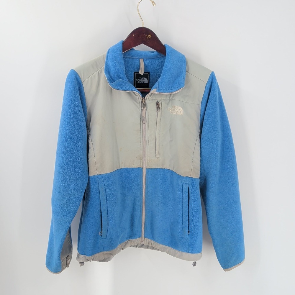 The North Face Polartec Fleece Zip Pockets Full Zip Jacket Sky Blue Gray Size M